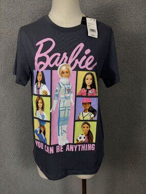 Grayson Threads Barbie "You Can Be Anything" Juniors' Graphic Tee Gray M NWTs